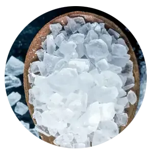 White MSM crystals in a round frame