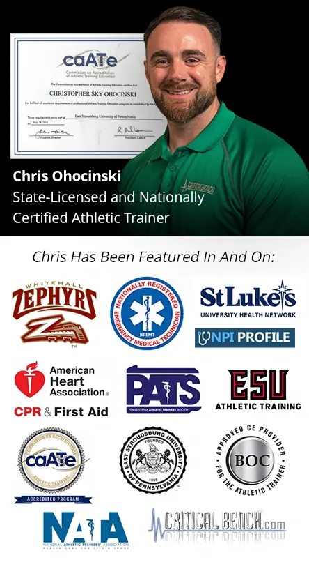 Sales graphic with a short biography of Chris Ohocinski and a row of featured-in media logos